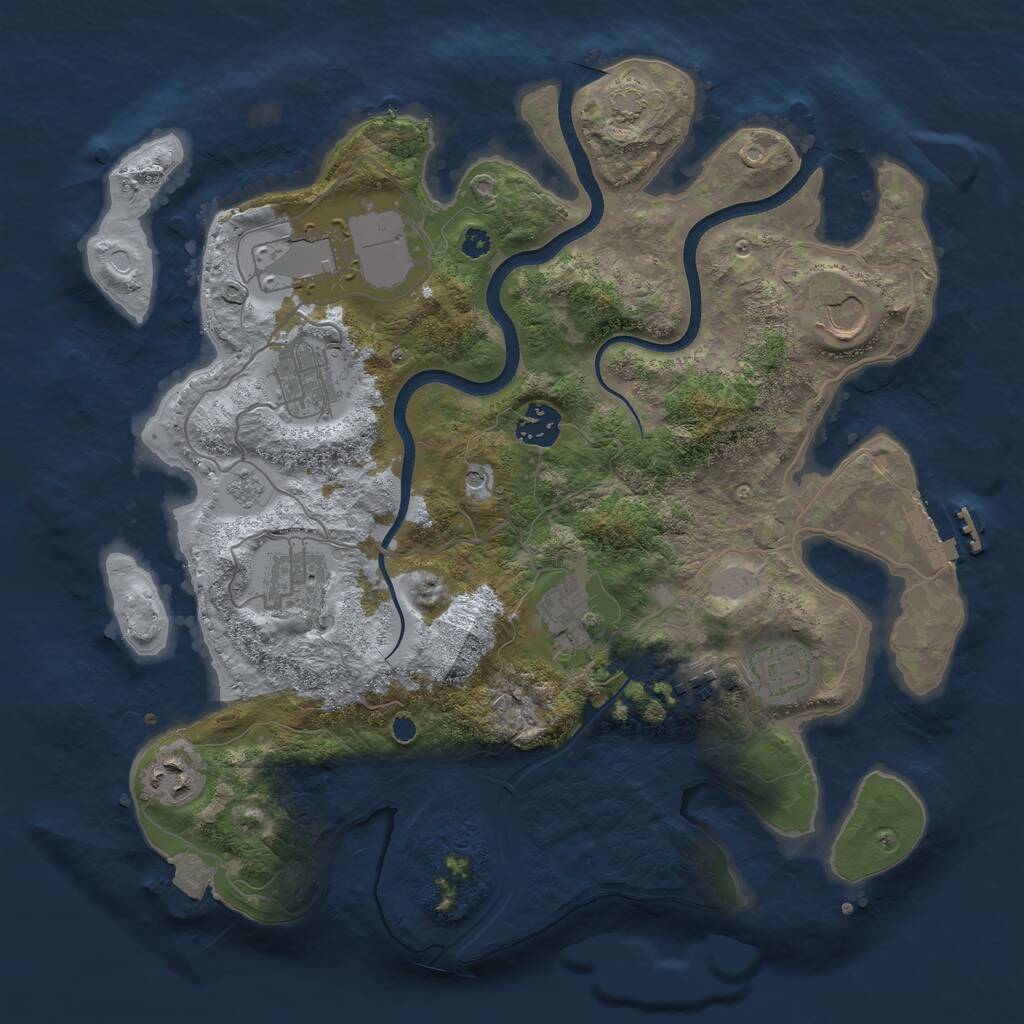 Rust Map: Procedural Map, Size: 3500, Seed: 885341710, 14 Monuments