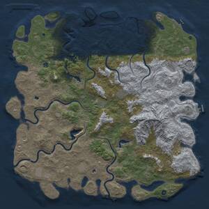 Thumbnail Rust Map: Procedural Map, Size: 6000, Seed: 995903534, 17 Monuments