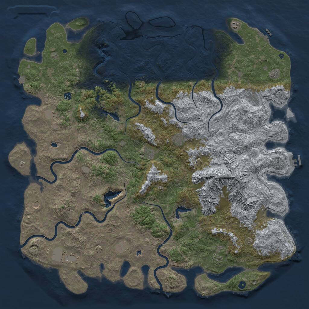 Rust Map: Procedural Map, Size: 6000, Seed: 995903534, 17 Monuments