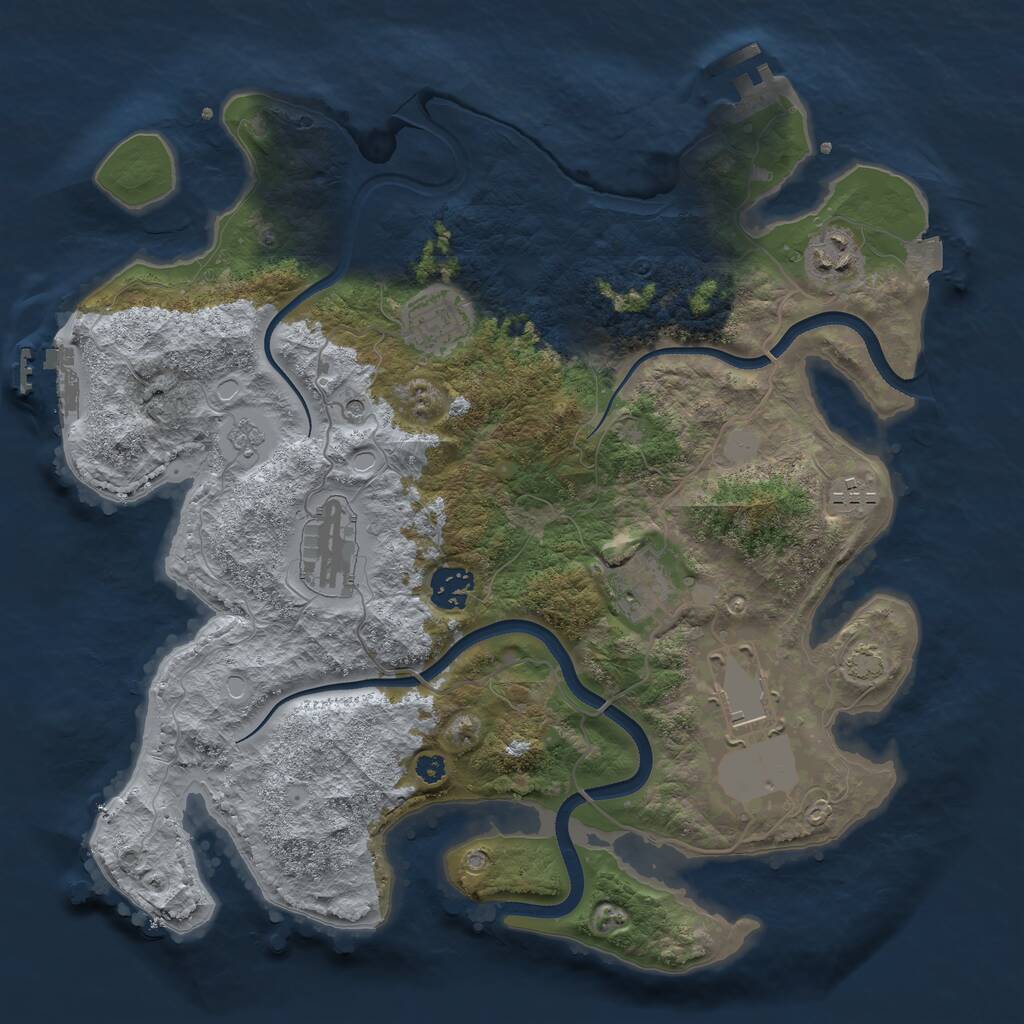 Rust Map: Procedural Map, Size: 3500, Seed: 1167871138, 13 Monuments