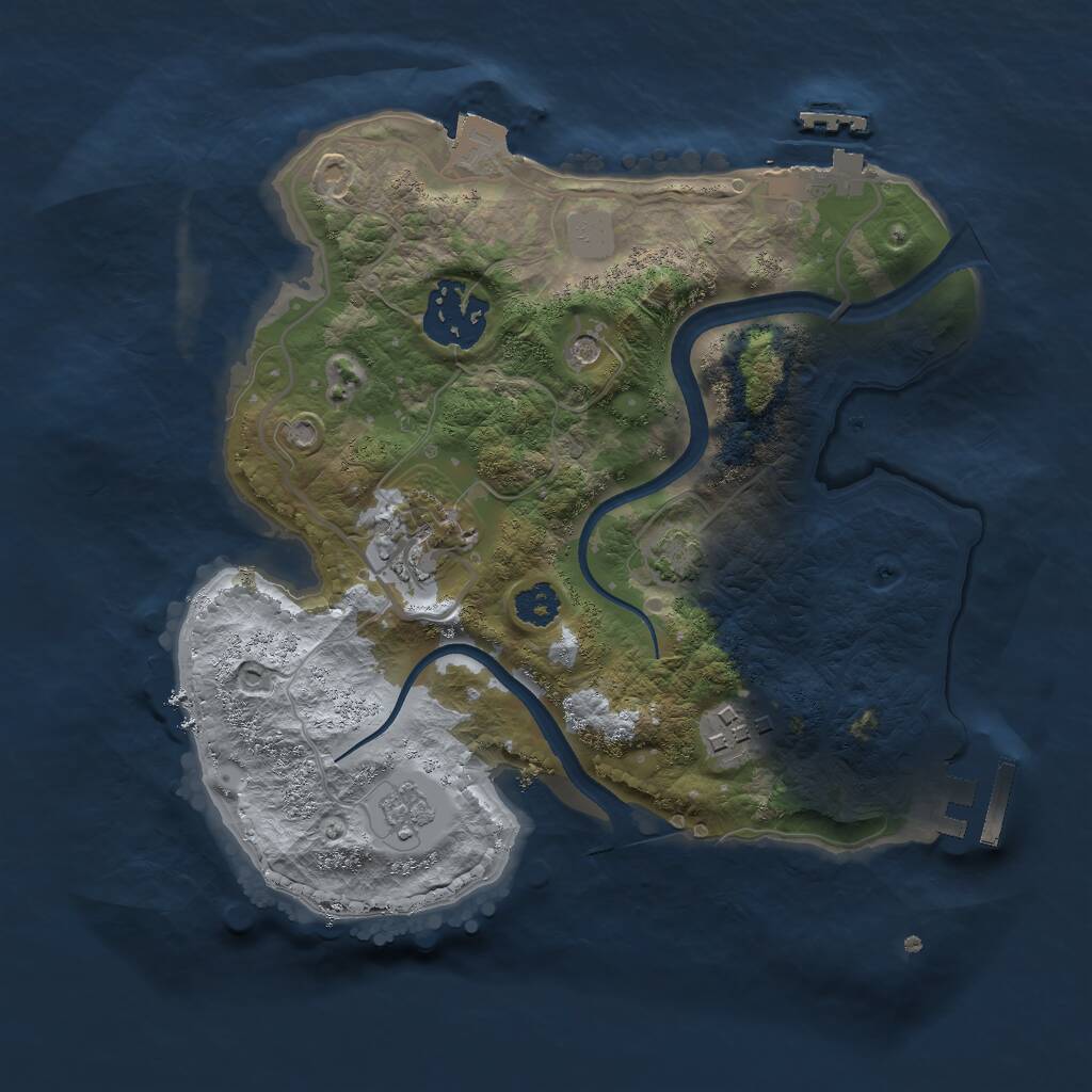 Rust Map: Procedural Map, Size: 2500, Seed: 1317510528, 9 Monuments