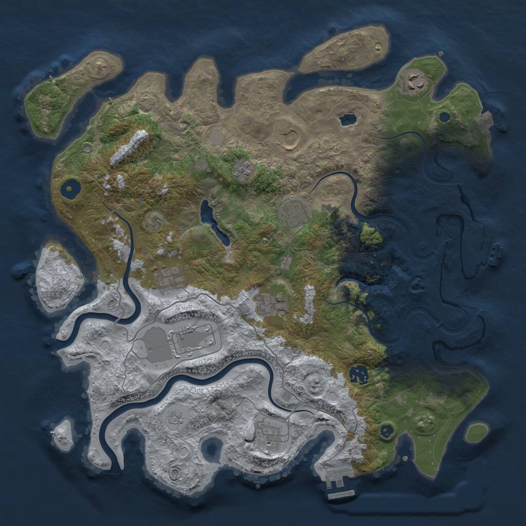 Rust Map: Procedural Map, Size: 4000, Seed: 1297395344, 15 Monuments
