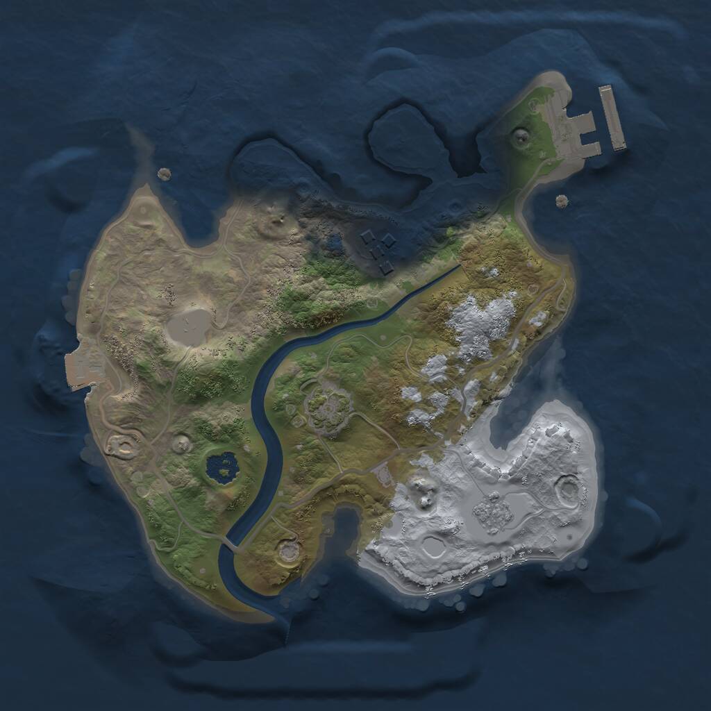 Rust Map: Procedural Map, Size: 2200, Seed: 1857025402, 5 Monuments