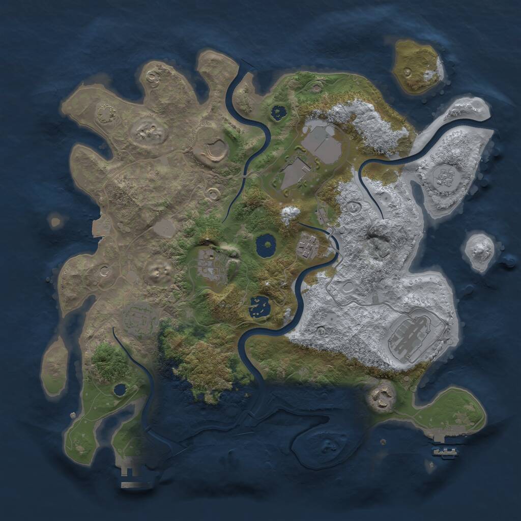 Rust Map: Procedural Map, Size: 3500, Seed: 1977722679, 14 Monuments