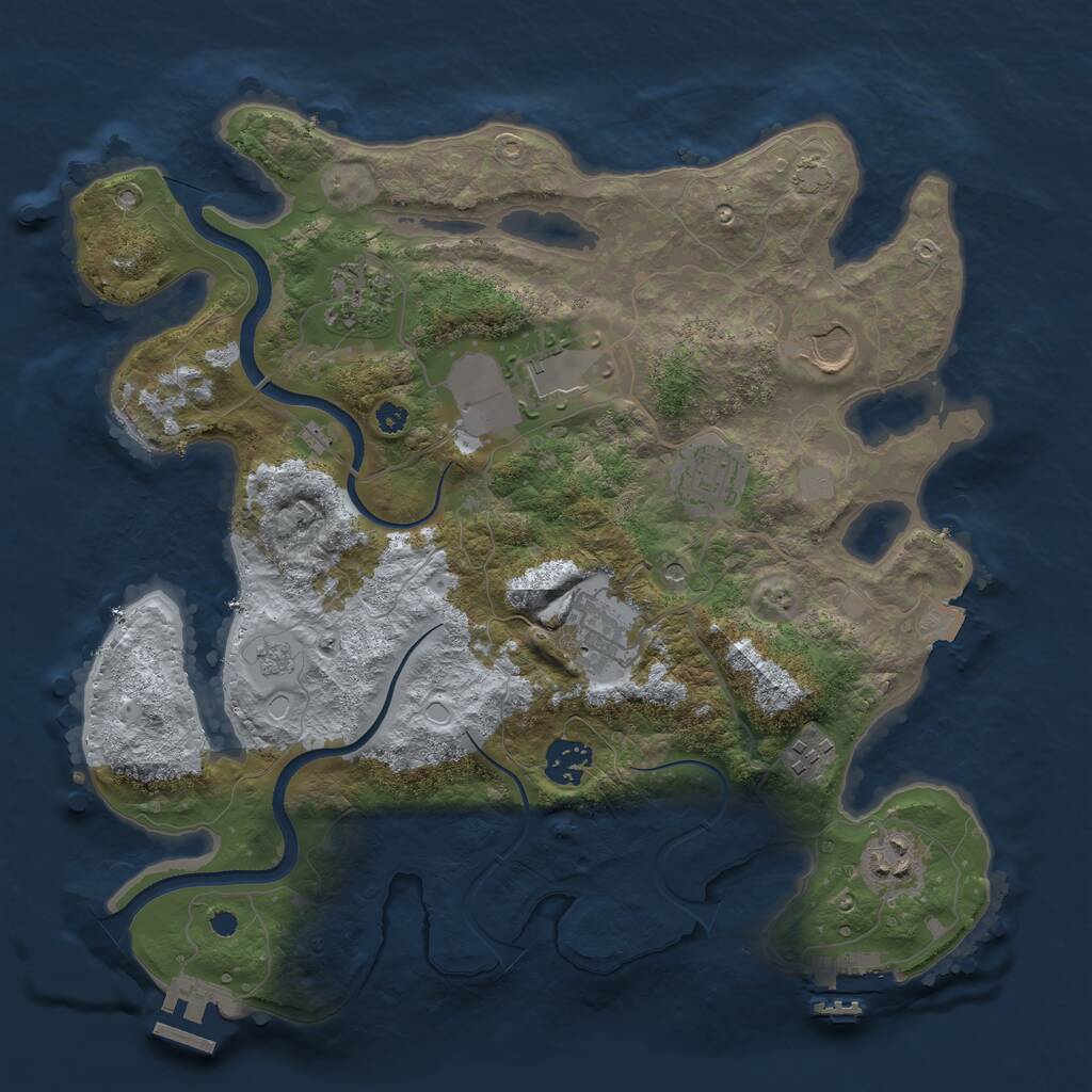 Rust Map: Procedural Map, Size: 3500, Seed: 975868602, 14 Monuments