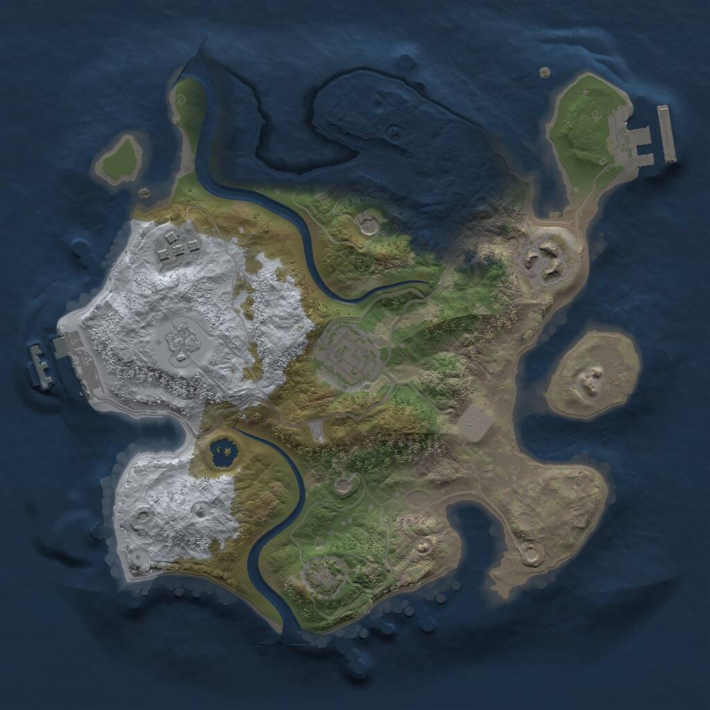 Rust Map: Procedural Map, Size: 2500, Seed: 1242439019, 9 Monuments