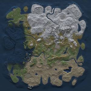 Thumbnail Rust Map: Procedural Map, Size: 5000, Seed: 1304012685, 17 Monuments