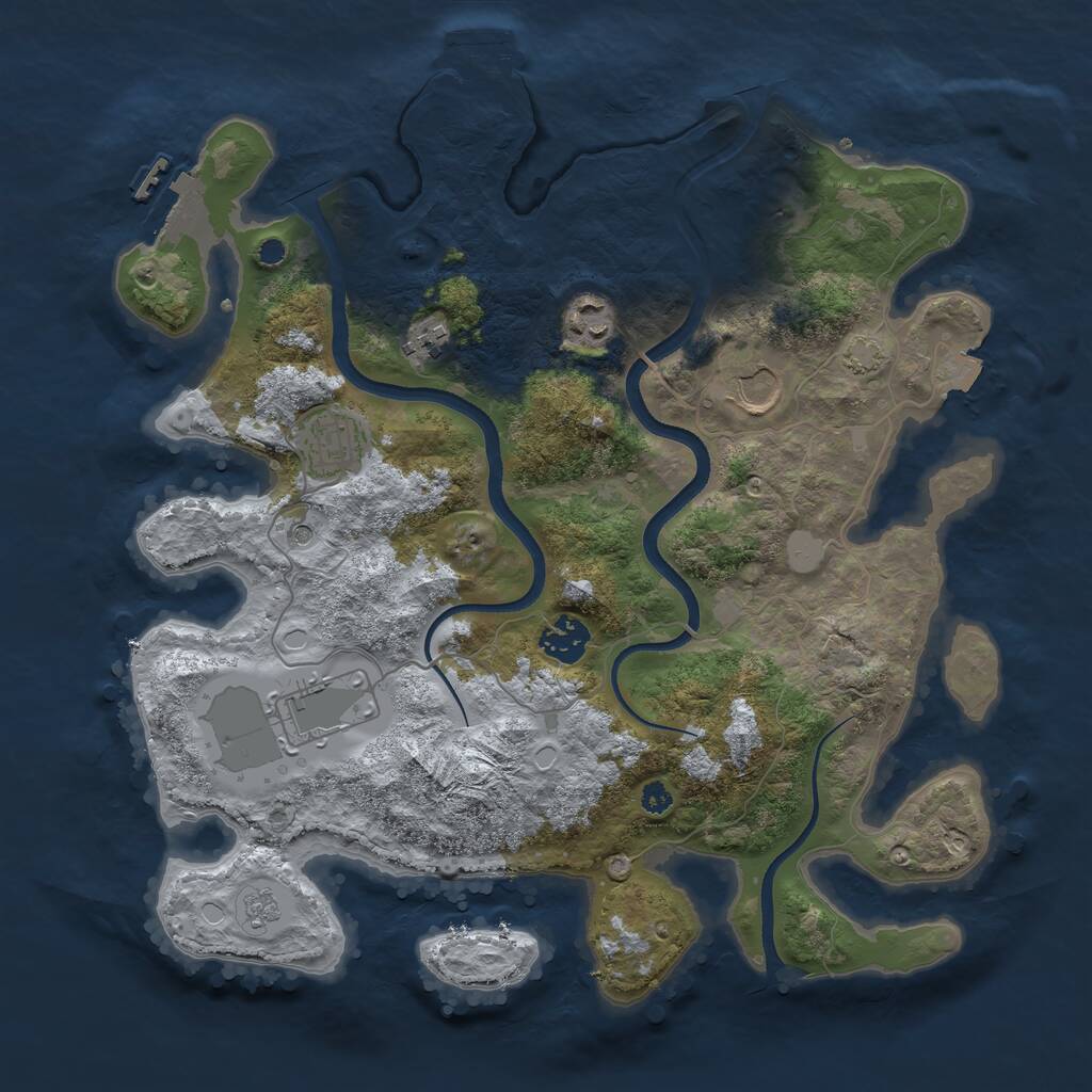 Rust Map: Procedural Map, Size: 3500, Seed: 828122611, 12 Monuments