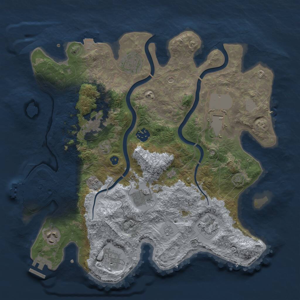 Rust Map: Procedural Map, Size: 3500, Seed: 1615527355, 15 Monuments