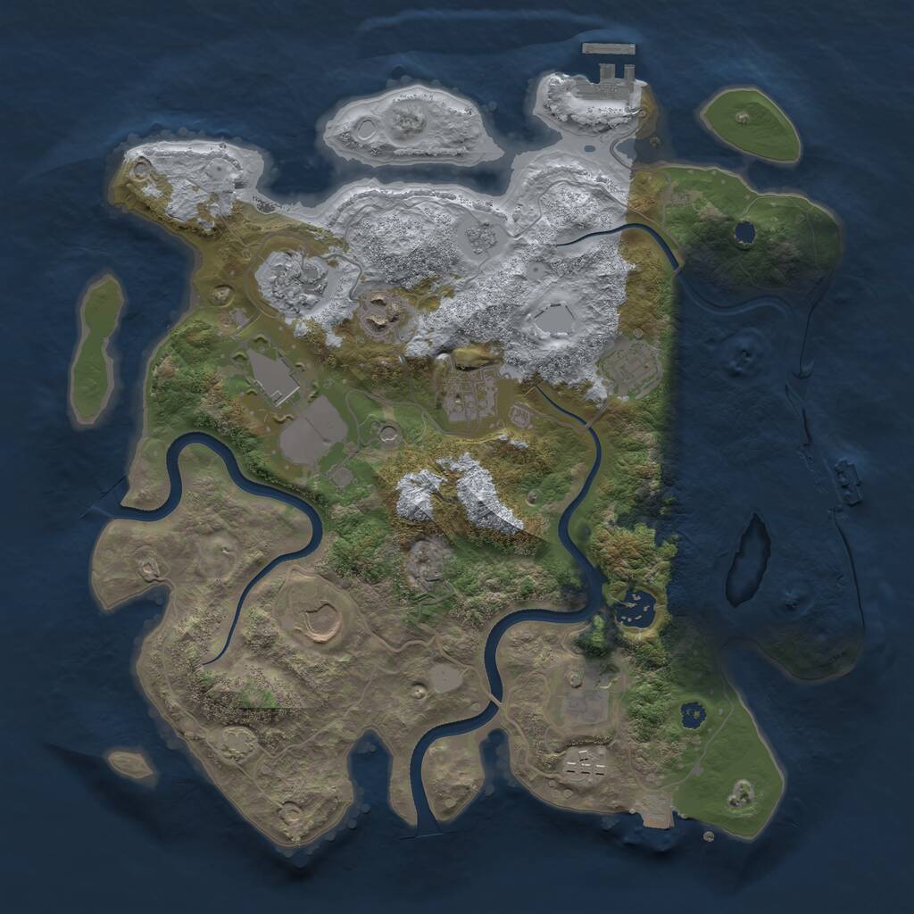Rust Map: Procedural Map, Size: 3500, Seed: 1367012209, 15 Monuments