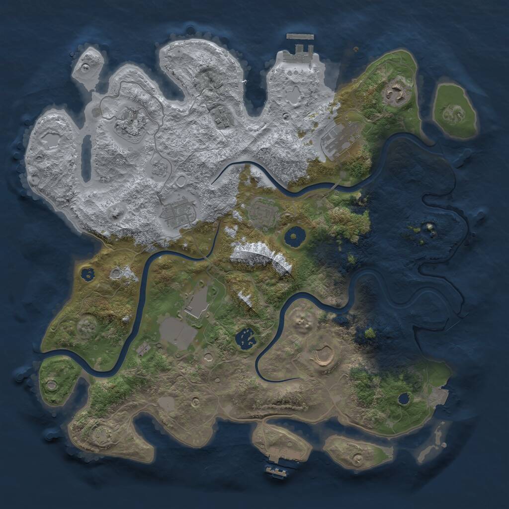 Rust Map: Procedural Map, Size: 3750, Seed: 1799389959, 15 Monuments