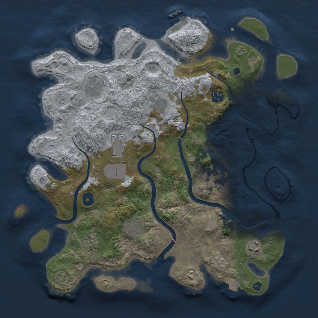 Rust Map: Procedural Map, Size: 3750, Seed: 1832837990, 14 Monuments
