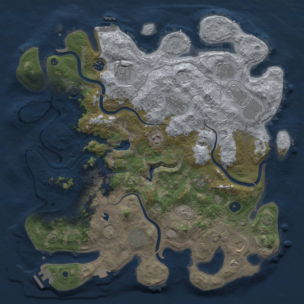Rust Map: Procedural Map, Size: 4200, Seed: 669078665, 16 Monuments