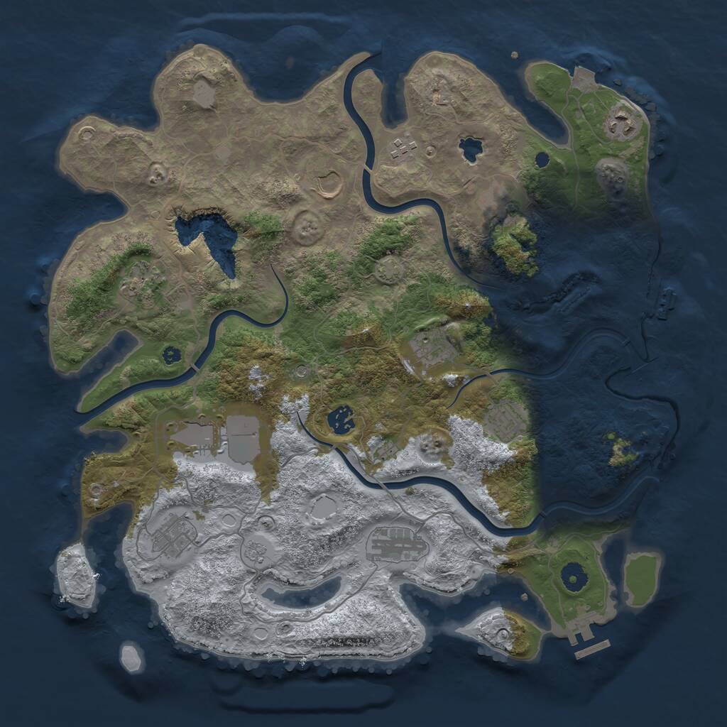 Rust Map: Procedural Map, Size: 4000, Seed: 1325198601, 17 Monuments