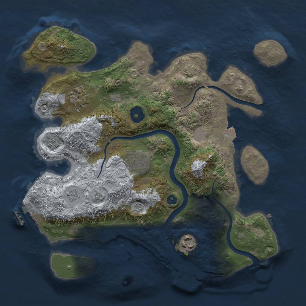 Rust Map: Procedural Map, Size: 3000, Seed: 1200896761, 10 Monuments