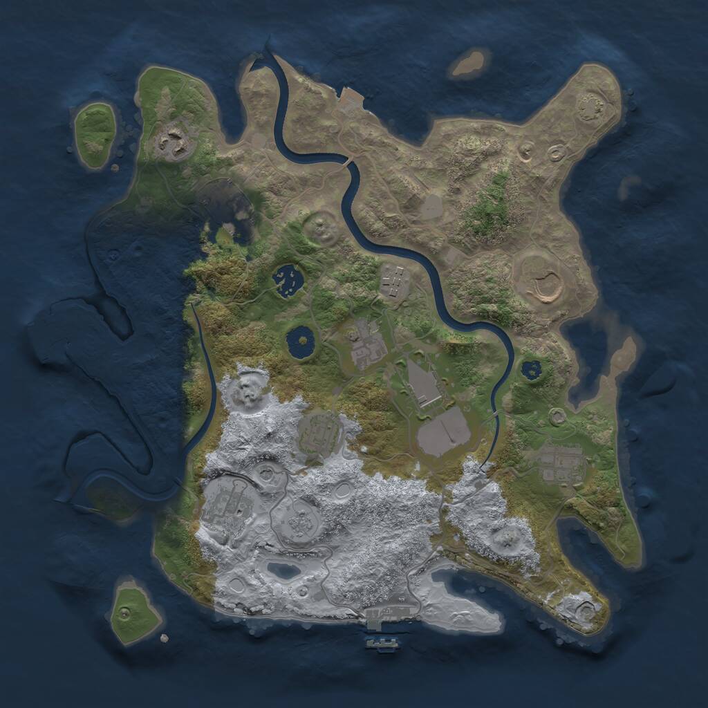 Rust Map: Procedural Map, Size: 3500, Seed: 1491384967, 16 Monuments