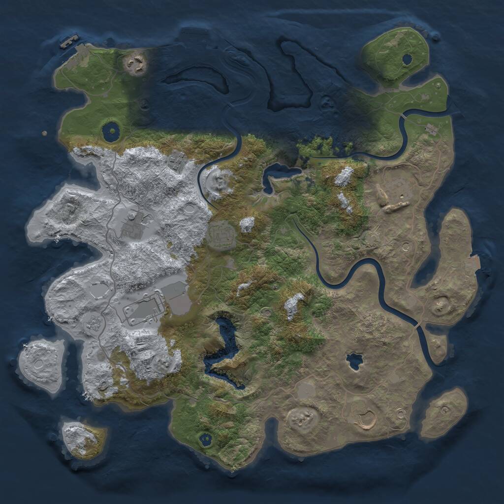 Rust Map: Procedural Map, Size: 4000, Seed: 609695339, 13 Monuments