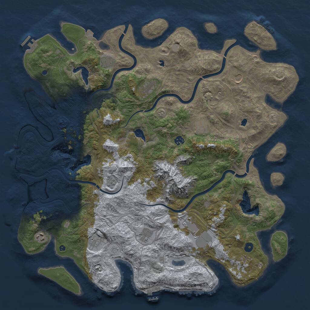 Rust Map: Procedural Map, Size: 5000, Seed: 444641010, 17 Monuments