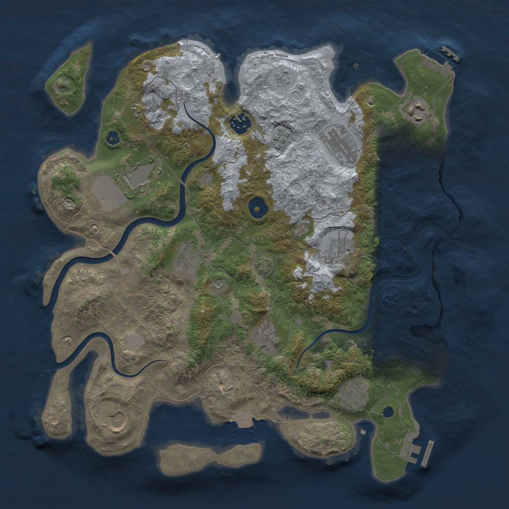 Rust Map: Procedural Map, Size: 3750, Seed: 1160880820, 17 Monuments