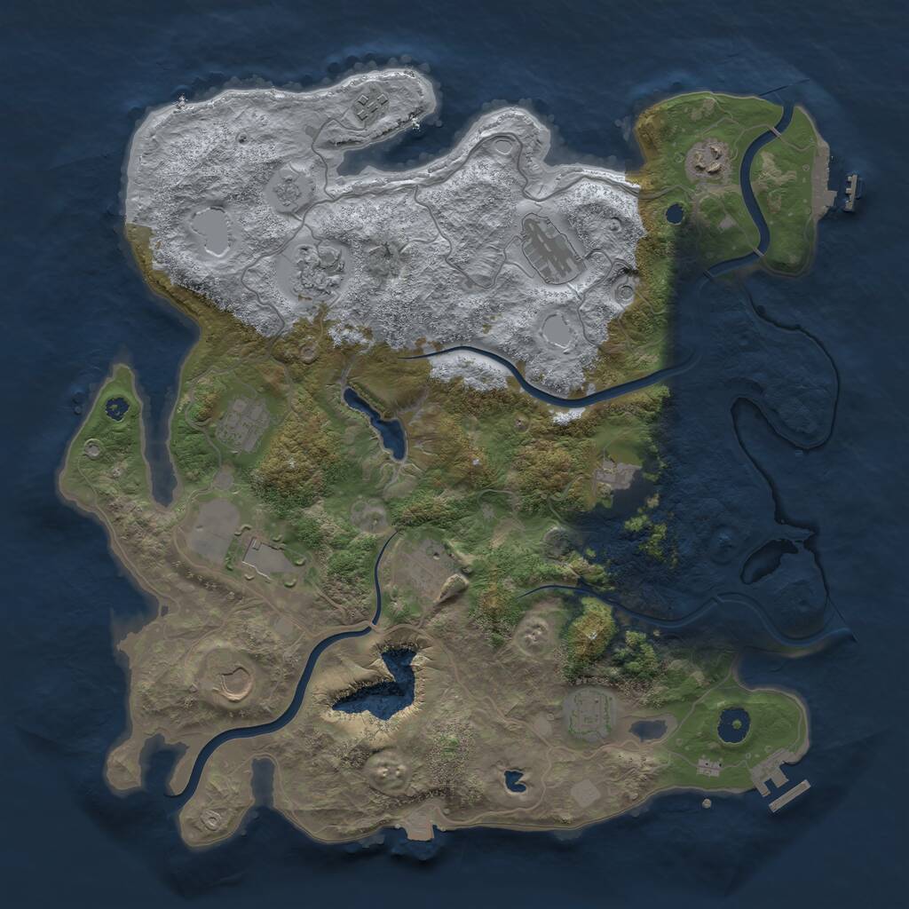 Rust Map: Procedural Map, Size: 4000, Seed: 347289299, 16 Monuments