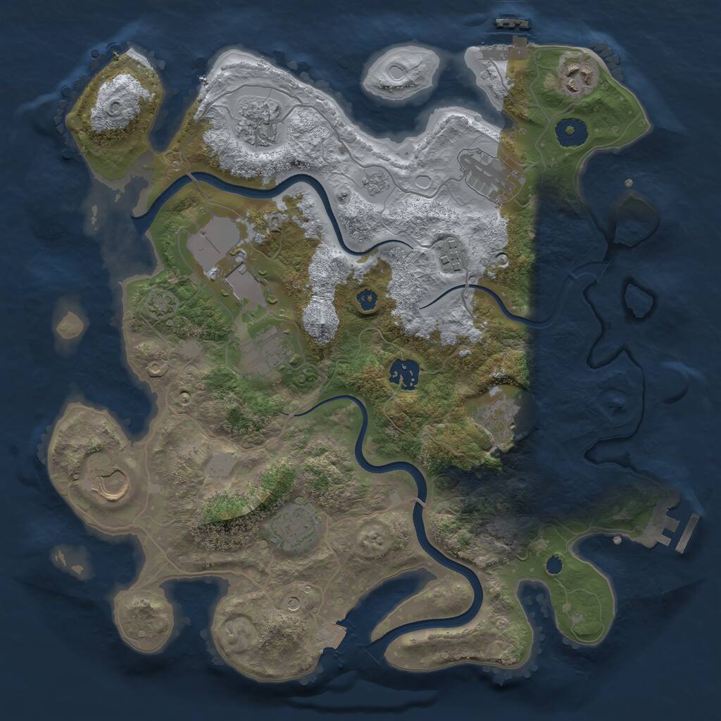 Rust Map: Procedural Map, Size: 3500, Seed: 1235406572, 16 Monuments