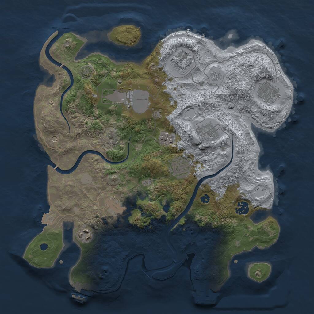 Rust Map: Procedural Map, Size: 3500, Seed: 43312885, 15 Monuments
