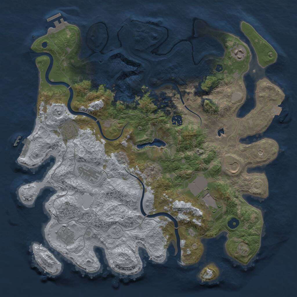 Rust Map: Procedural Map, Size: 4000, Seed: 72070192, 14 Monuments