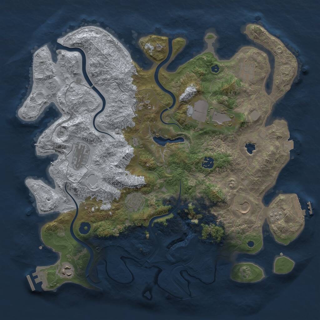 Rust Map: Procedural Map, Size: 4000, Seed: 697599639, 15 Monuments