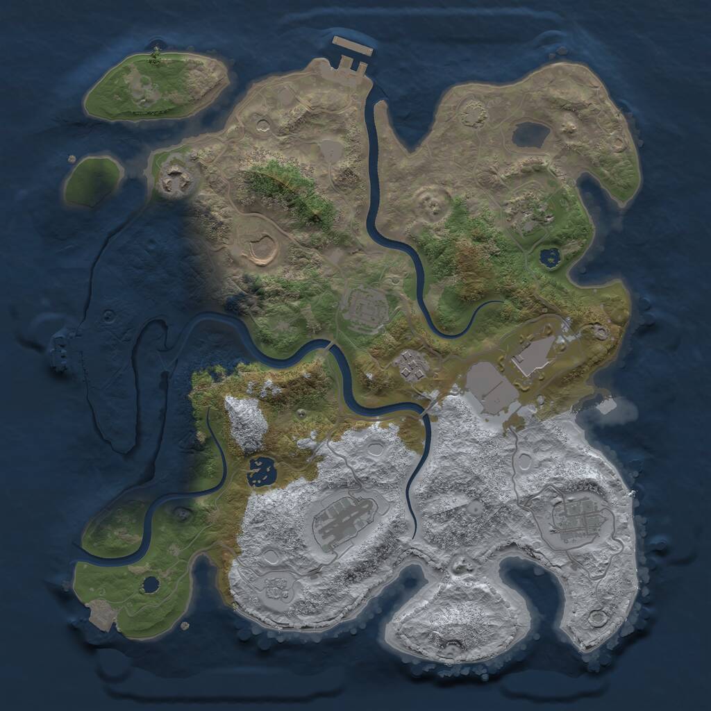 Rust Map: Procedural Map, Size: 3500, Seed: 54578810, 15 Monuments