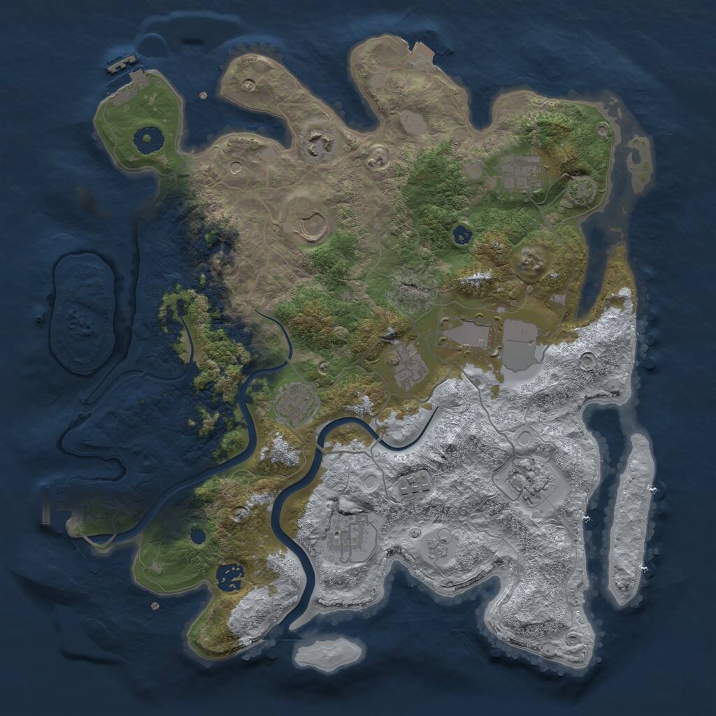Rust Map: Procedural Map, Size: 3750, Seed: 1642834129, 16 Monuments