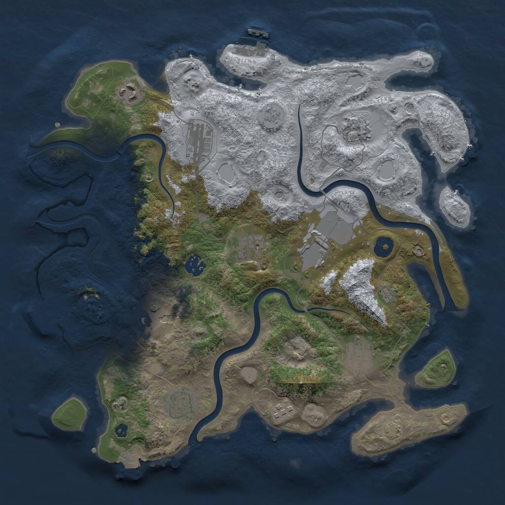 Rust Map: Procedural Map, Size: 3750, Seed: 732937666, 16 Monuments
