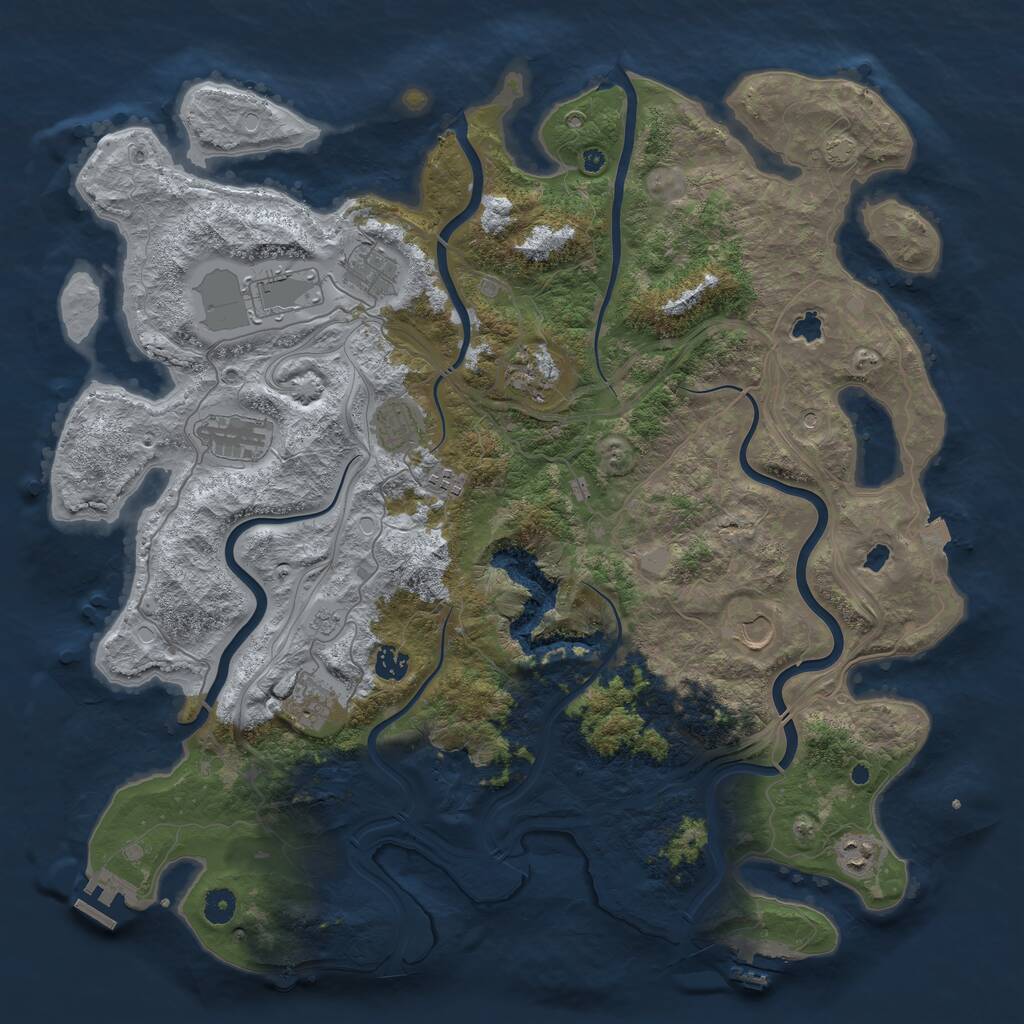 Rust Map: Procedural Map, Size: 4500, Seed: 180011175, 16 Monuments