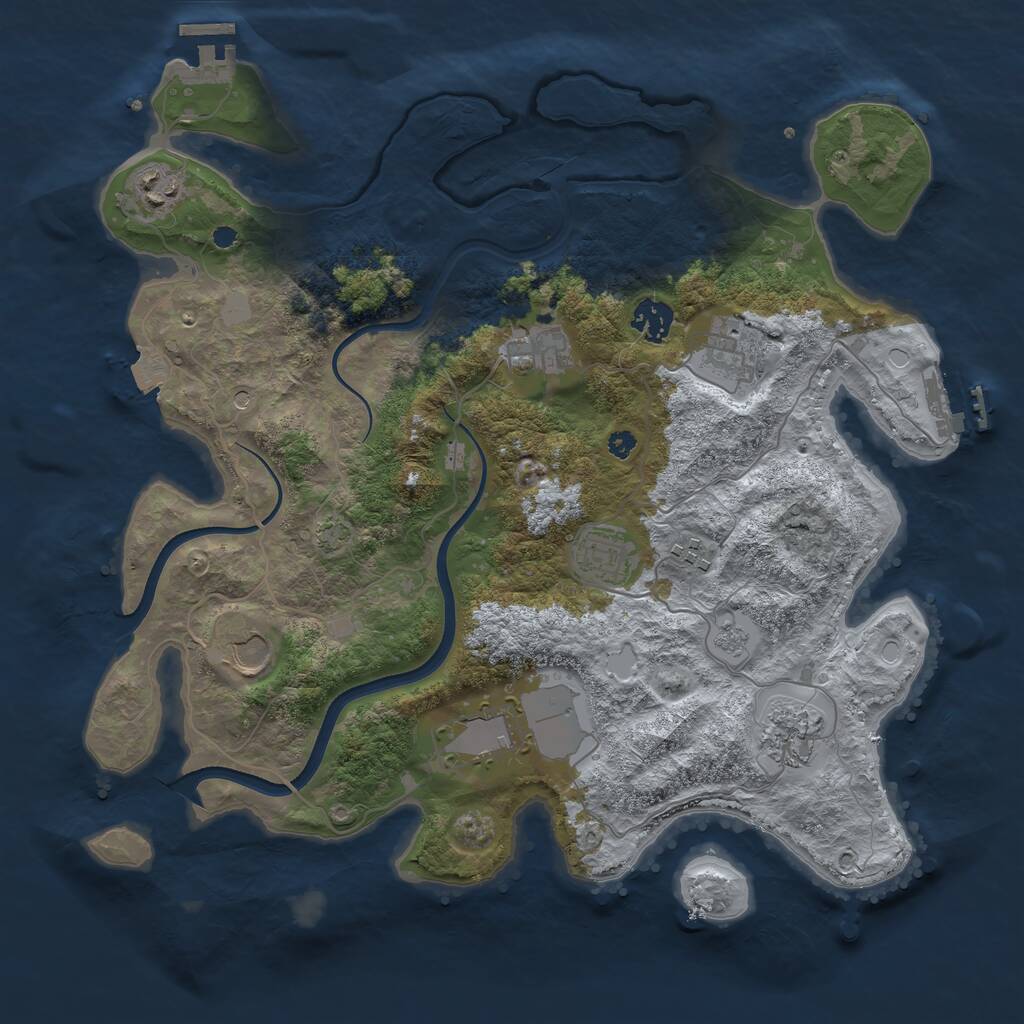 Rust Map: Procedural Map, Size: 3700, Seed: 3502506, 15 Monuments