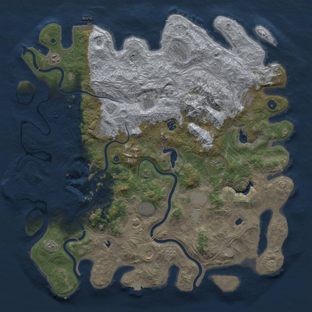 Rust Map: Procedural Map, Size: 5090, Seed: 1, 17 Monuments
