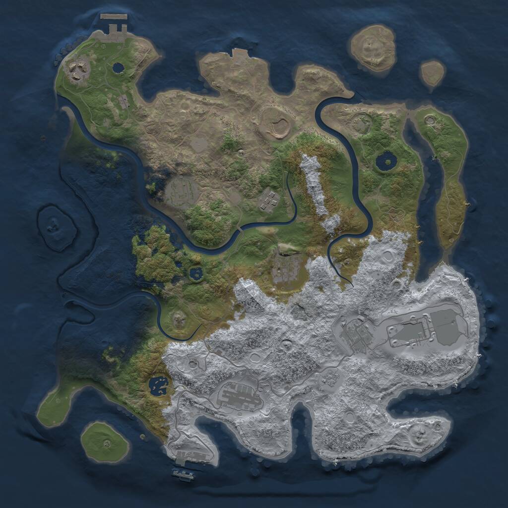 Rust Map: Procedural Map, Size: 3800, Seed: 985213306, 15 Monuments