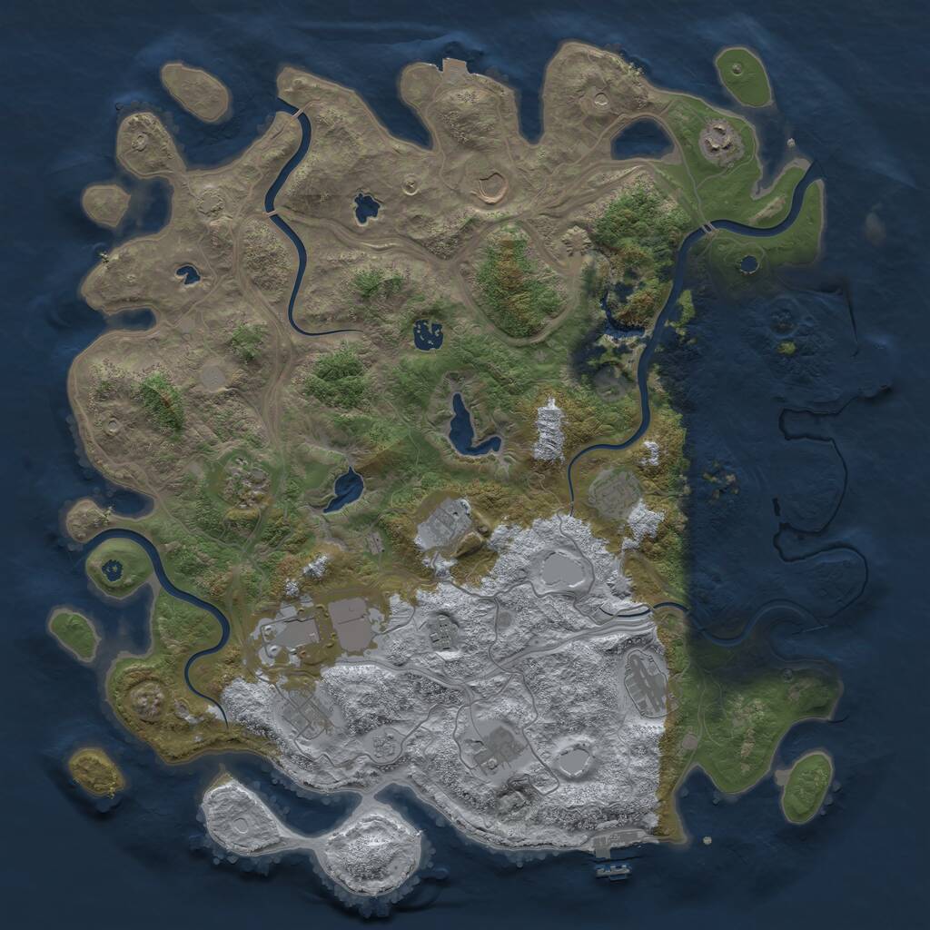 Rust Map: Procedural Map, Size: 4500, Seed: 1220123309, 17 Monuments