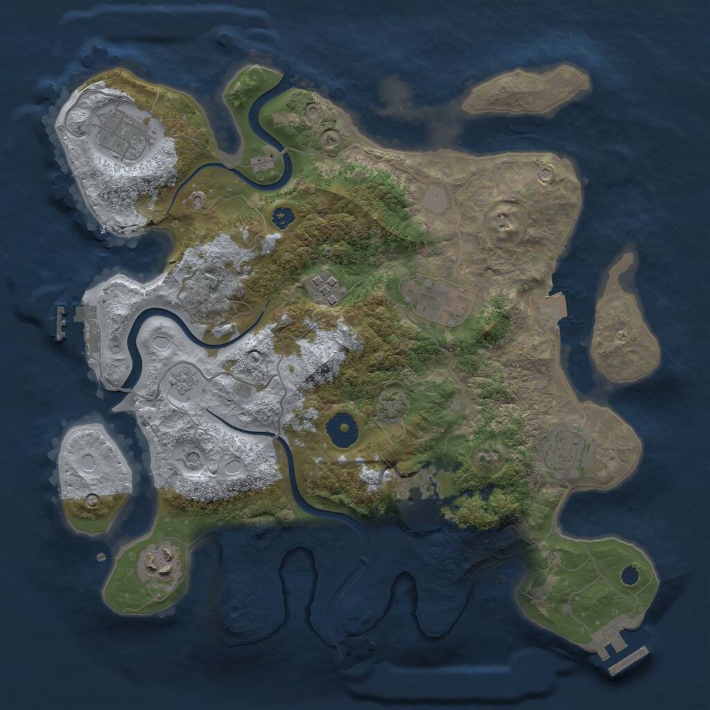 Rust Map: Procedural Map, Size: 3250, Seed: 1278849169, 12 Monuments