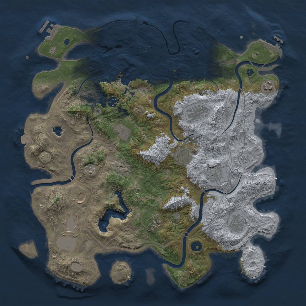 Rust Map: Procedural Map, Size: 4250, Seed: 1905146934, 17 Monuments