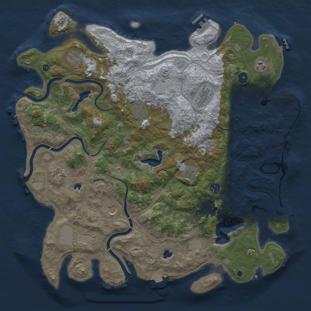 Rust Map: Procedural Map, Size: 4500, Seed: 1271316689, 17 Monuments