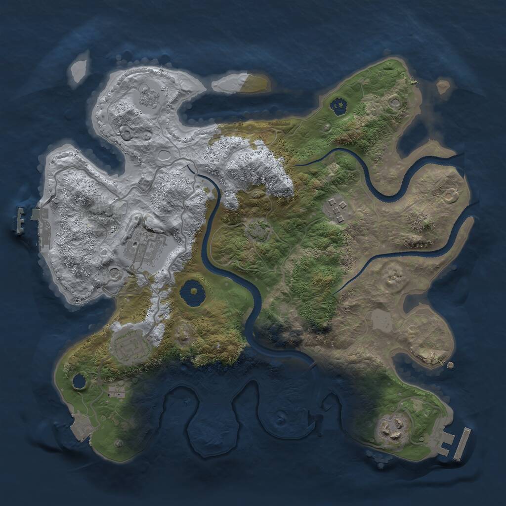 Rust Map: Procedural Map, Size: 3000, Seed: 1596967747, 10 Monuments