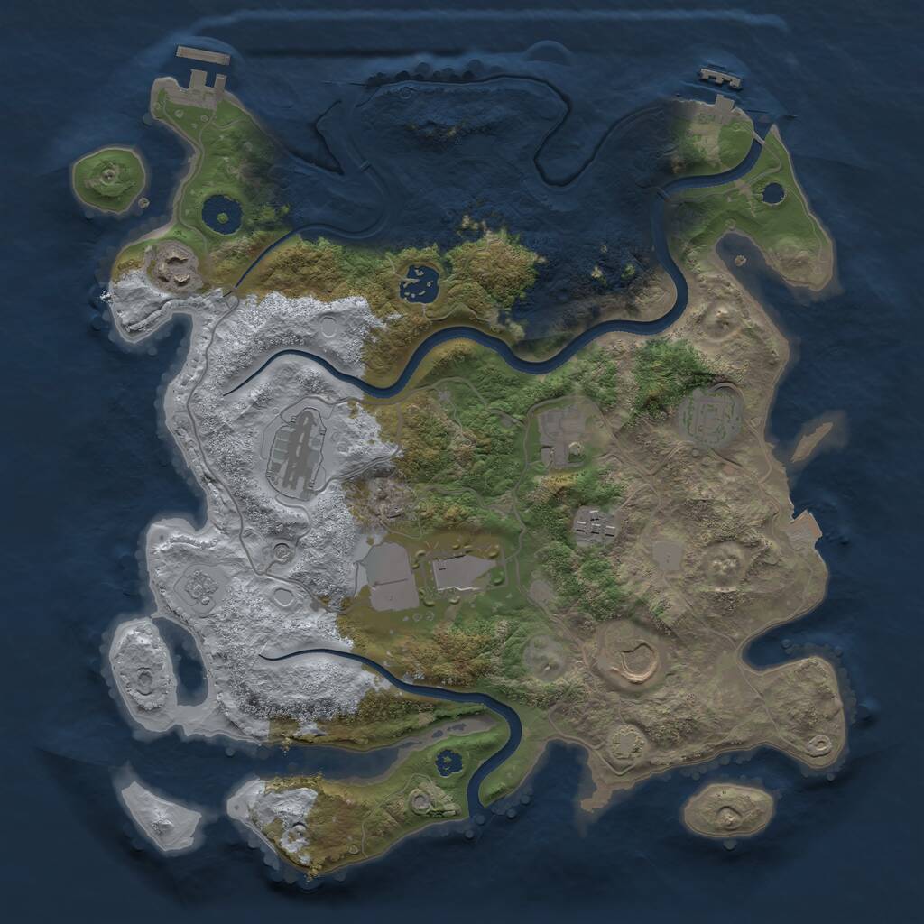 Rust Map: Procedural Map, Size: 3500, Seed: 582510039, 14 Monuments