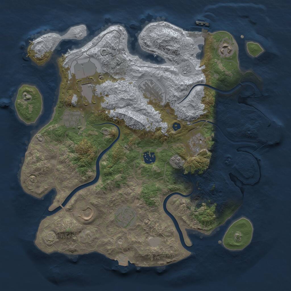 Rust Map: Procedural Map, Size: 3500, Seed: 1936299038, 15 Monuments