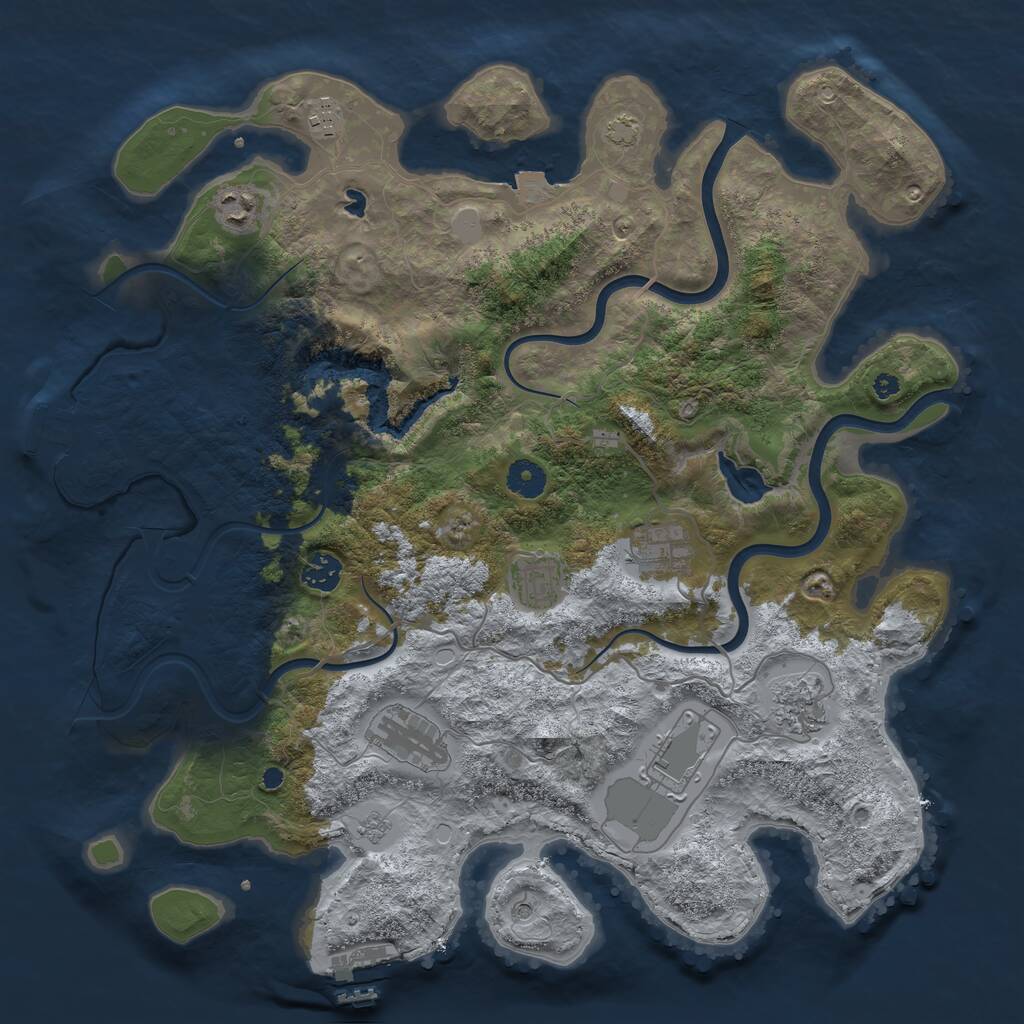 Rust Map: Procedural Map, Size: 4000, Seed: 54872, 14 Monuments