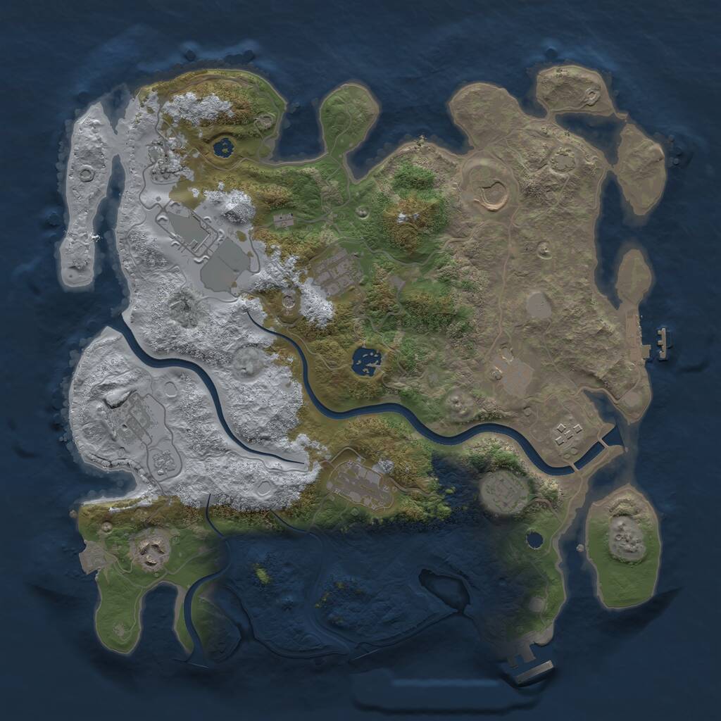 Rust Map: Procedural Map, Size: 3700, Seed: 119271915, 17 Monuments
