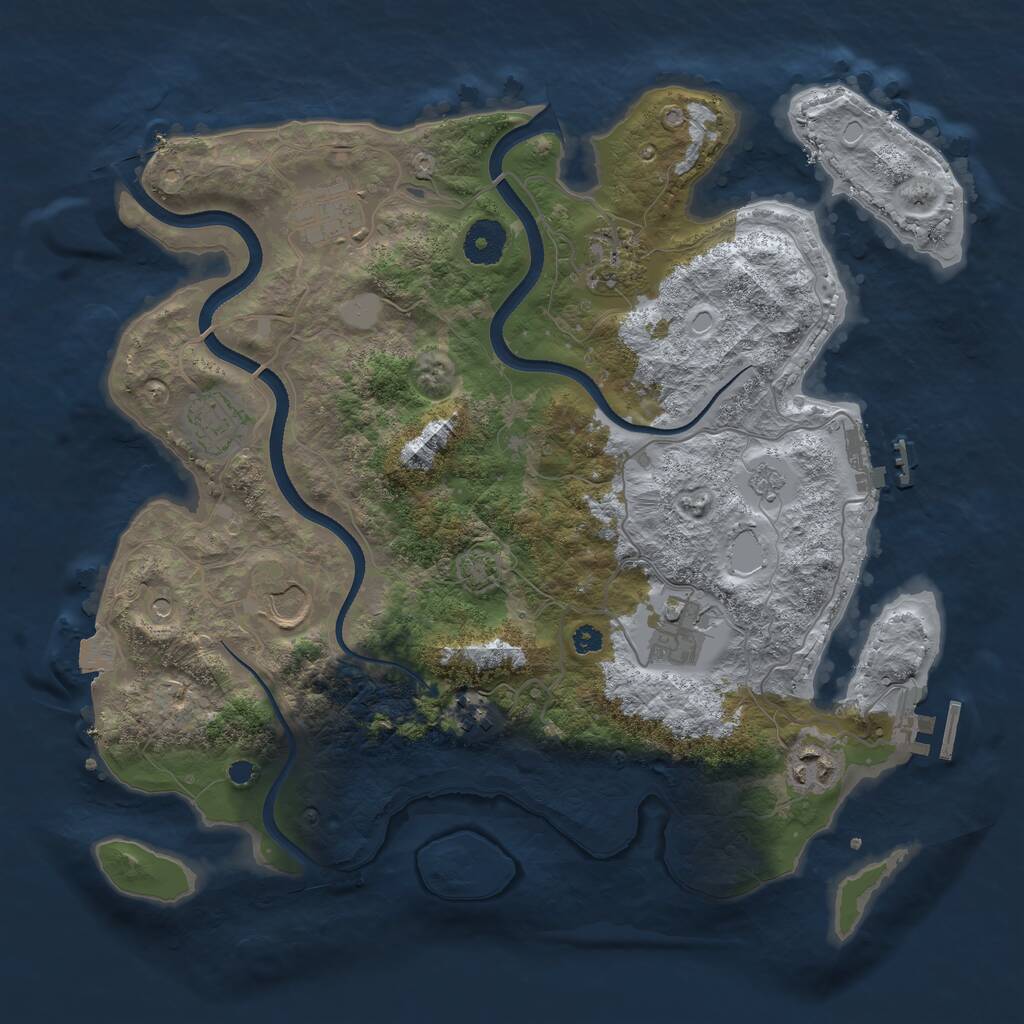 Rust Map: Procedural Map, Size: 3500, Seed: 2108812172, 13 Monuments