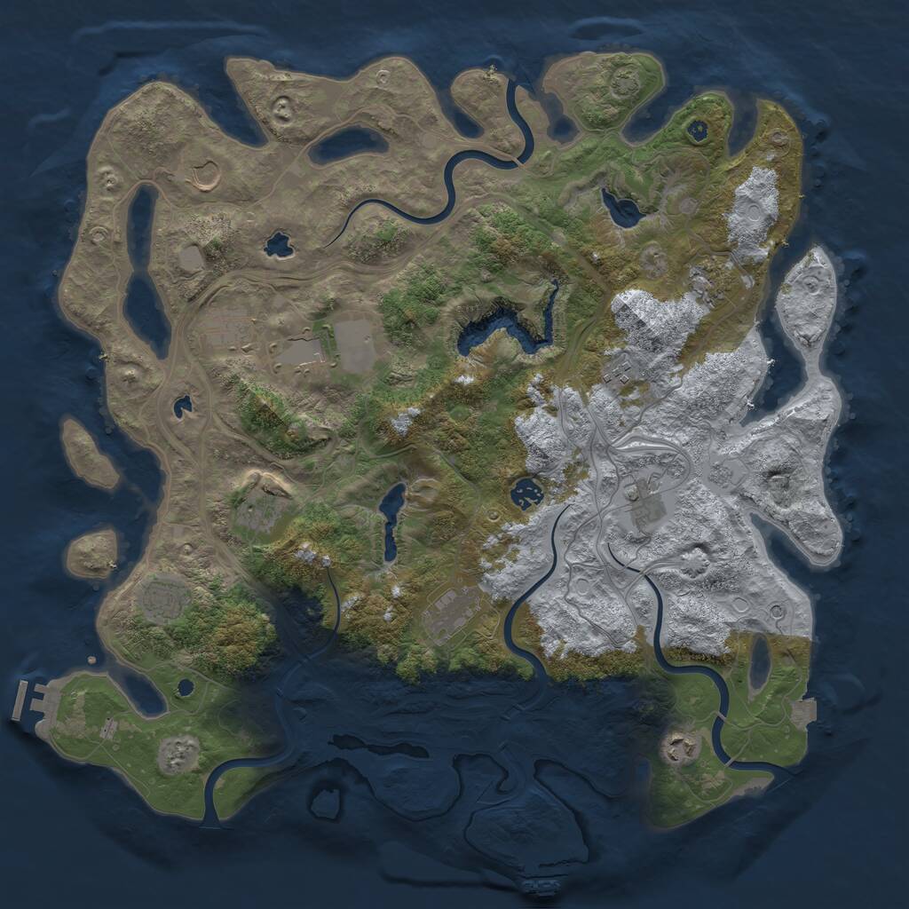 Rust Map: Procedural Map, Size: 4500, Seed: 1409434863, 17 Monuments