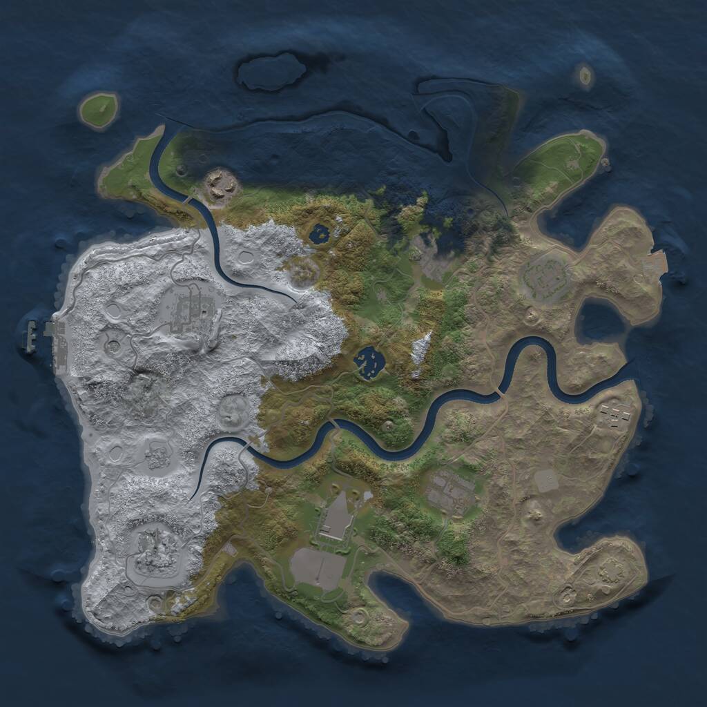 Rust Map: Procedural Map, Size: 3500, Seed: 243041, 14 Monuments