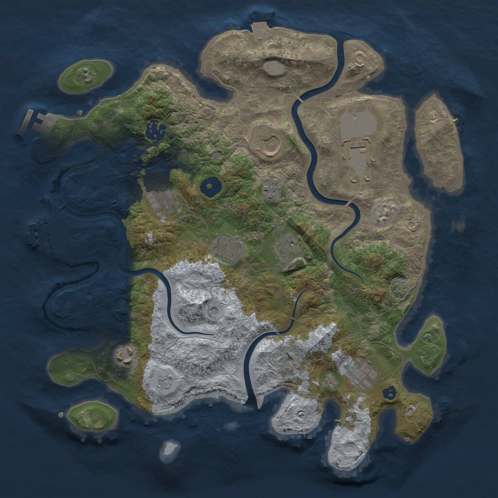 Rust Map: Procedural Map, Size: 3650, Seed: 492605899, 15 Monuments