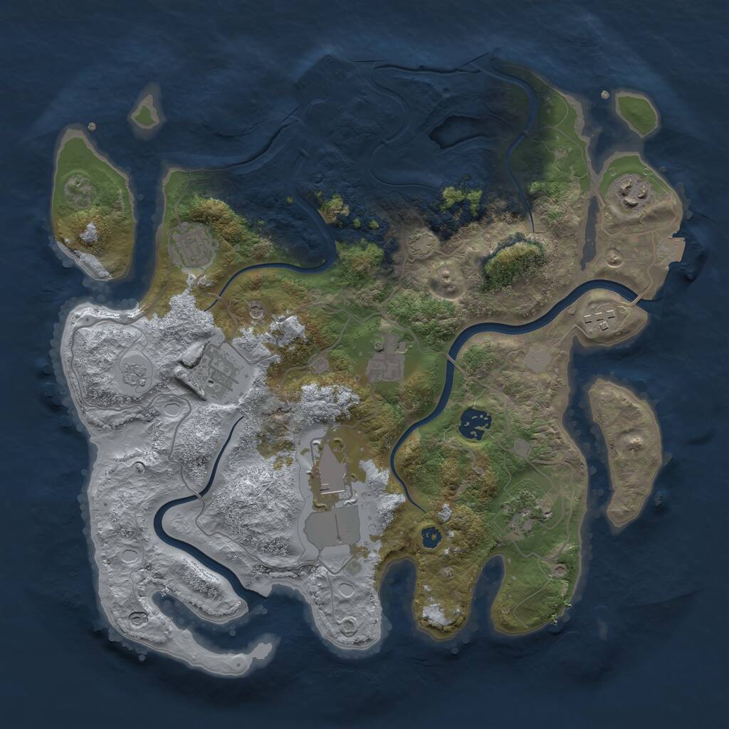 Rust Map: Procedural Map, Size: 3500, Seed: 1398526452, 13 Monuments