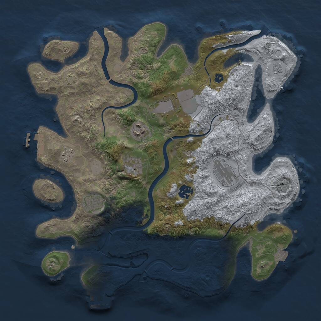 Rust Map: Procedural Map, Size: 3500, Seed: 663119642, 13 Monuments